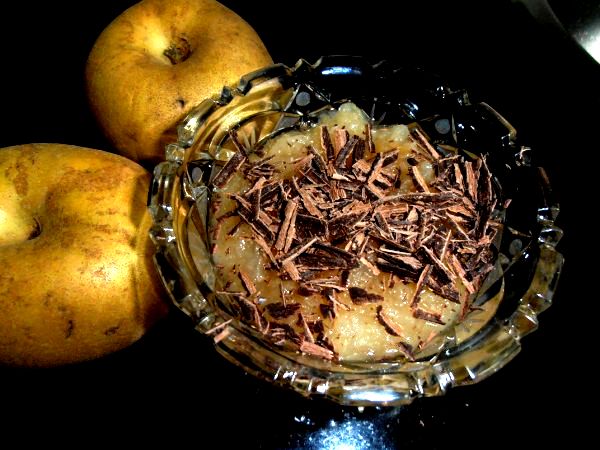 Compota de manzana con virutas de chocolate